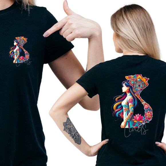 Custom Ao Dai Shirt Vietnam Map Shirt Colorful Graphic Tee Unique Design Shirt - Picture 1 of 10